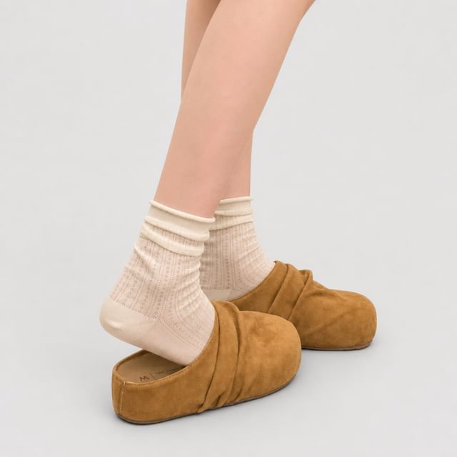 Queen Zoo-Platform Ruched Faux Suede Mules