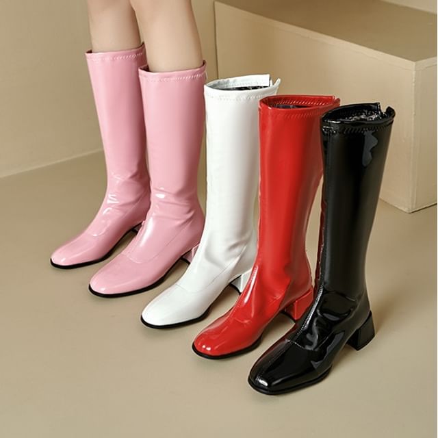Queen Zoo-Round Toe Chunky Heel Tall Boots