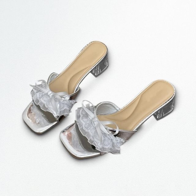 Queen Zoo-Square Toe Bow Detail Slide Sandals