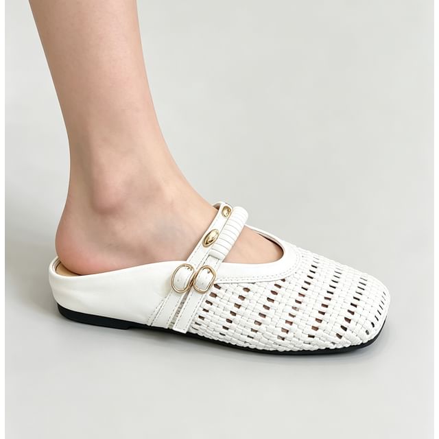 Queen Zoo-Square Toe Woven Mules