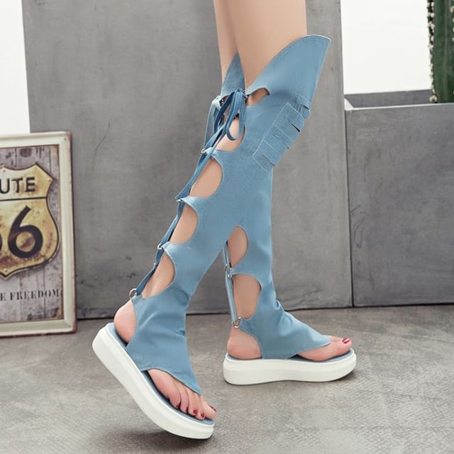 Queen Zoo-Strappy Thong Platform Gladiator Sandals