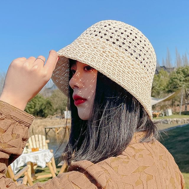 Raconteur-Eyelet Woven Bucket Hat
