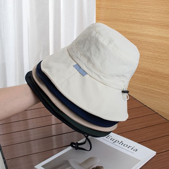 Raconteur-Plain Drawstring Bucket Hat