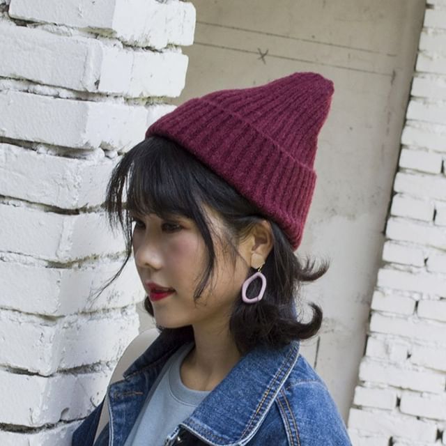 Raconteur-Plain Ribbed Knit Beanie