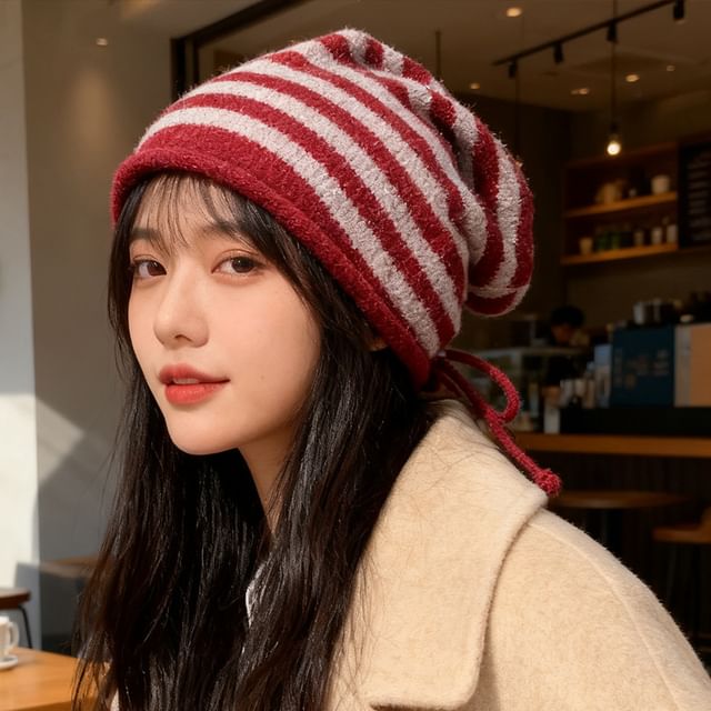 Raconteur-Striped Knit Beanie