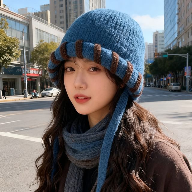 Raconteur-Two Tone Knit Bonnet Hat
