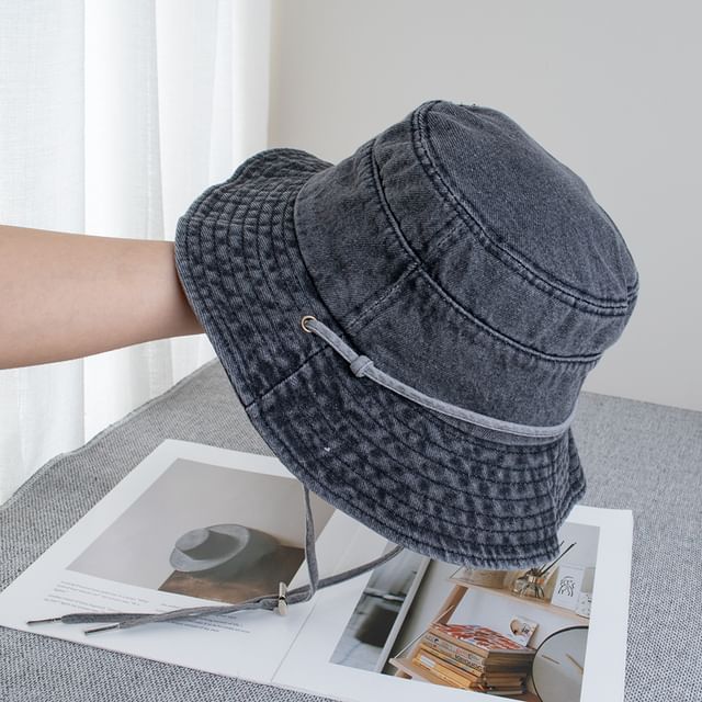Raconteur-Washed Denim Bucket Hat