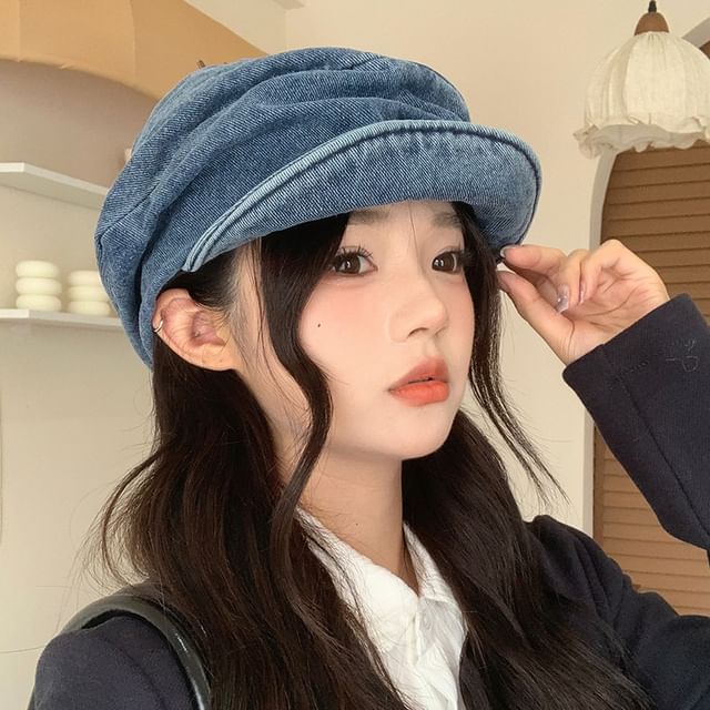 Raconteur-Washed Denim Newsboy Cap