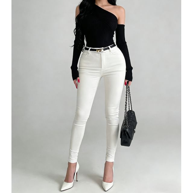 RainGirl-Low Waist Plain Slim-Fit Pants
