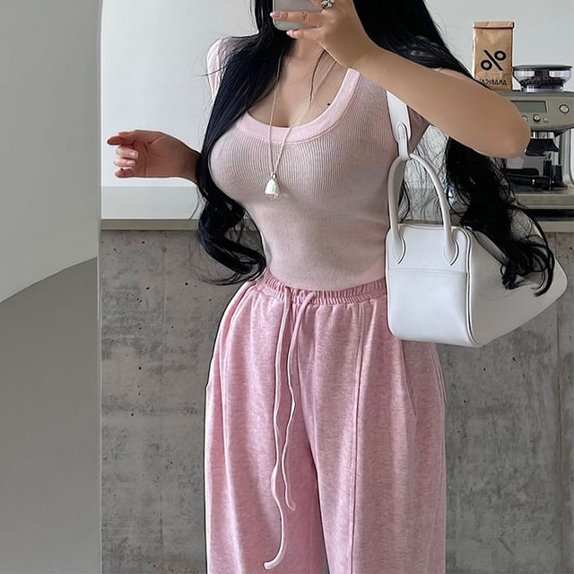 RainGirl-U-Neck Plain Knit Tank Top