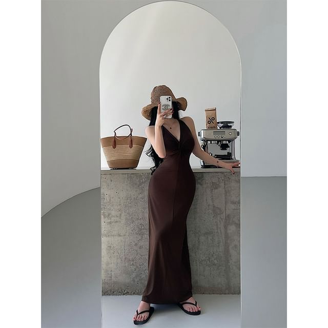 ruched racerback tank dress Signature Ribbed
