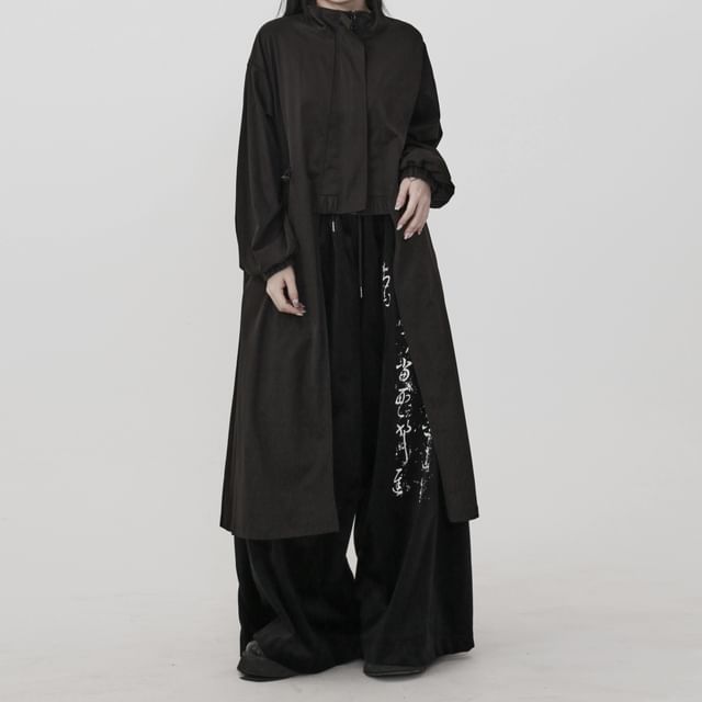 Ravenstem-Asymmetrical Open Front Long Jacket