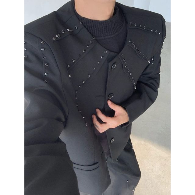 ravewider-Studded Button-Up Jacket