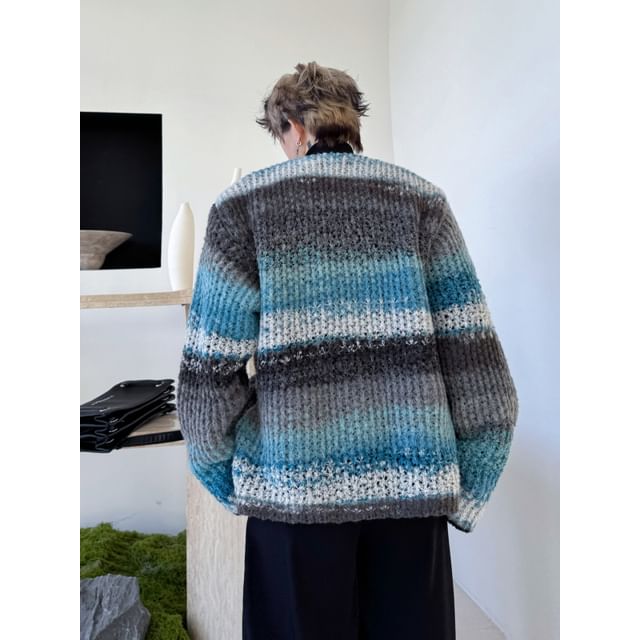 ravewider-Tie-Dyed Button-Up Cardigan