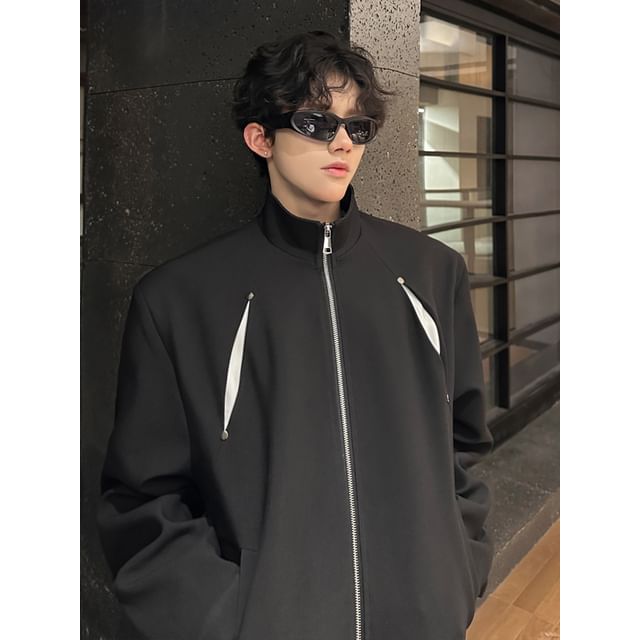 ravewider-Two-Tone Zip Jacket