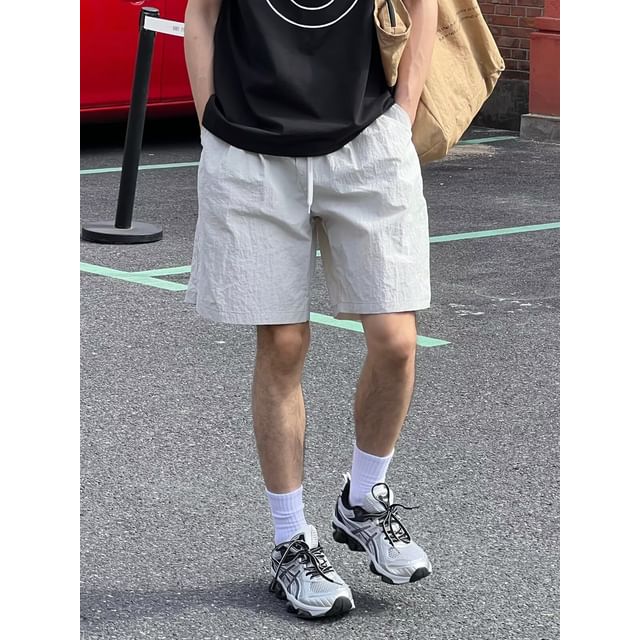 Real Boy-Drawstring Waist Plain Shorts