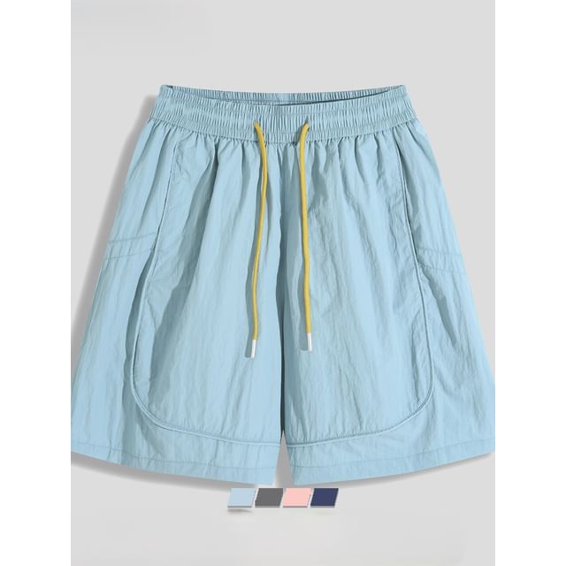 Real Boy-Drawstring Waist Plain Shorts