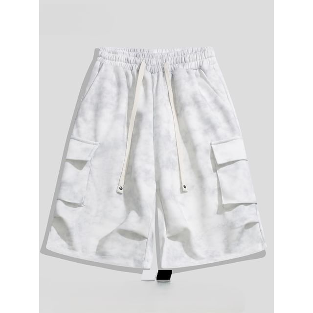 Real Boy-Drawstring Waist Tie Dye Cargo Shorts