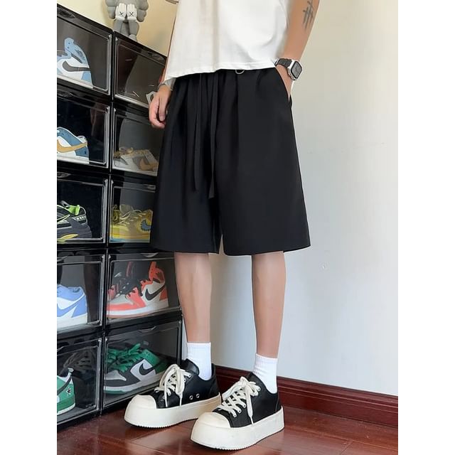 Real Boy-Mid Rise Plain Wide Leg Shorts