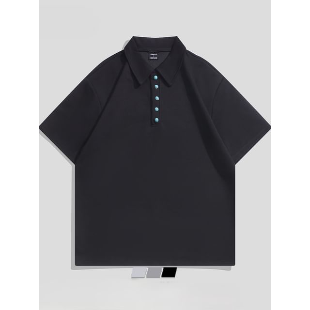 Real Boy-Short-Sleeve Plain Polo Shirt