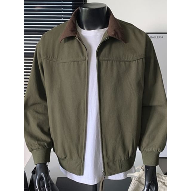 Really Point-Corduroy Collar Zip-Up Barn Jacket