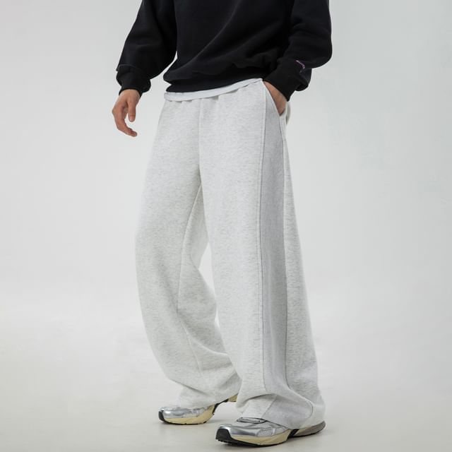 Really Point-Elastic Waist Plain Wide Leg Sweatpants