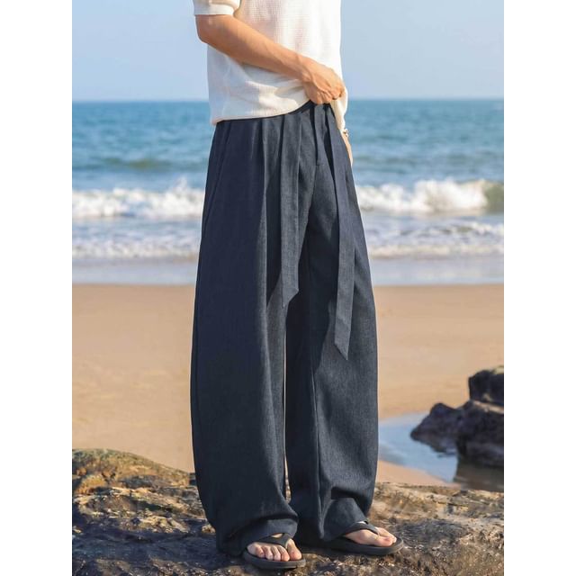 Really Point-High Waist Plain Wide Leg Pants