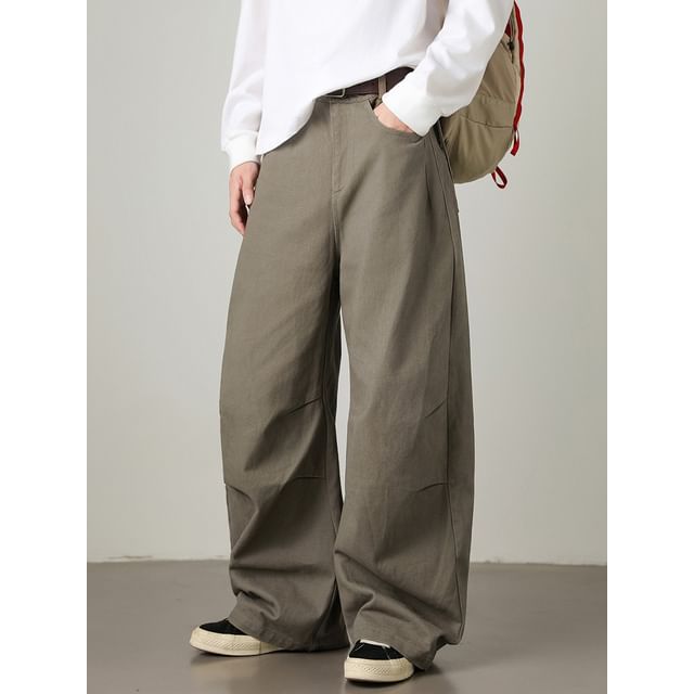 Really Point-High Waist Plain Wide Leg Pants