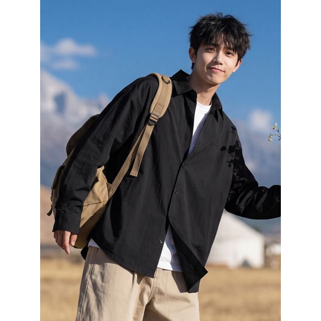 Really Point-Long-Sleeve Collared Plaid Button Up Shirt