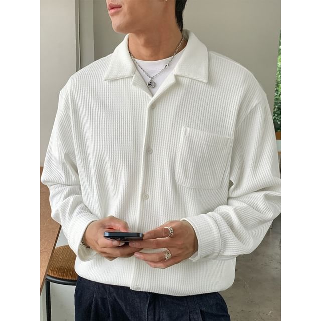 Really Point-Long Sleeve Collared Textured Shirt