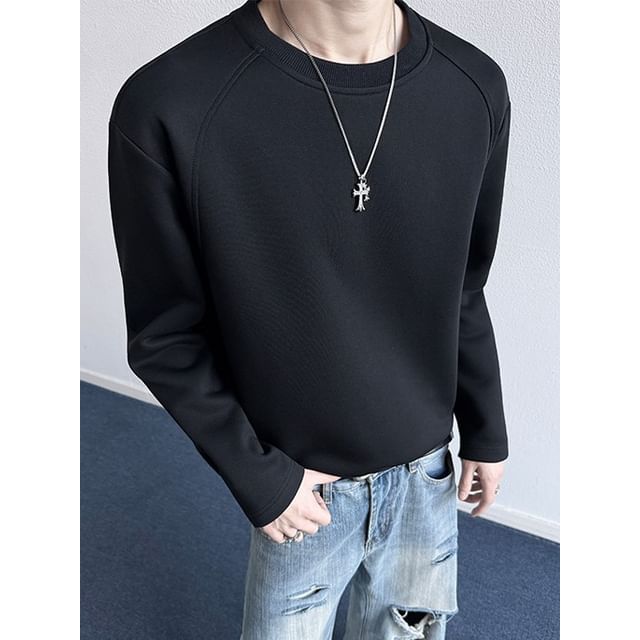 Really Point-Long-Sleeve Crew Neck Plain T-Shirt