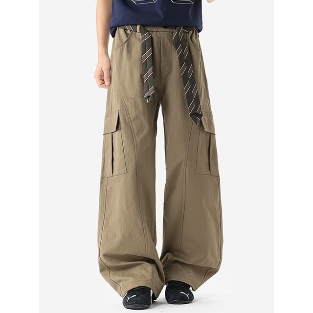 Really Point-Mid Rise Plain Baggy Cargo Pants