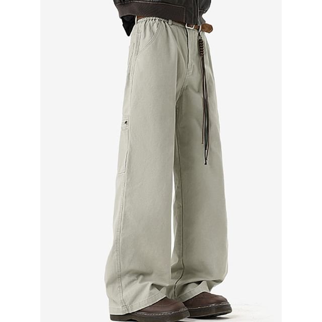 Really Point-Mid Rise Washed Wide Leg Cargo Pants