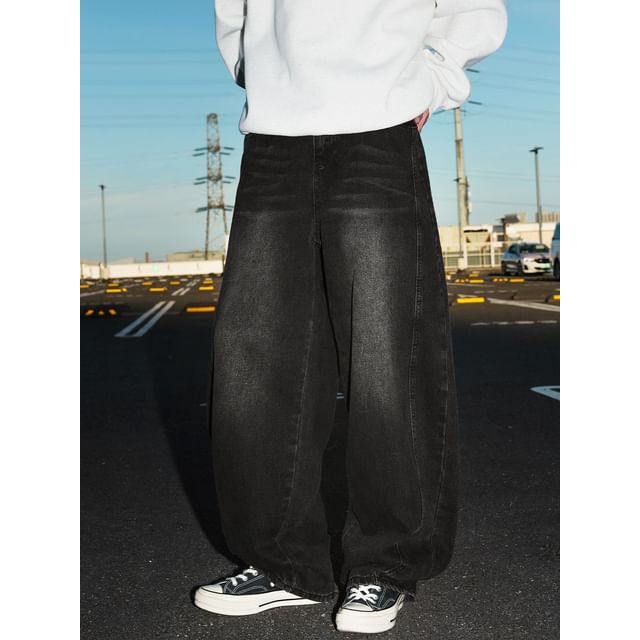 Really Point-Mid Rise Washed Wide Leg Jeans