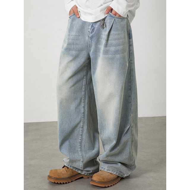 Really Point-Mid Rise Washed Wide Leg Jeans
