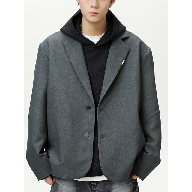 Really Point-Notch Lapel Plain Single Breasted Blazer