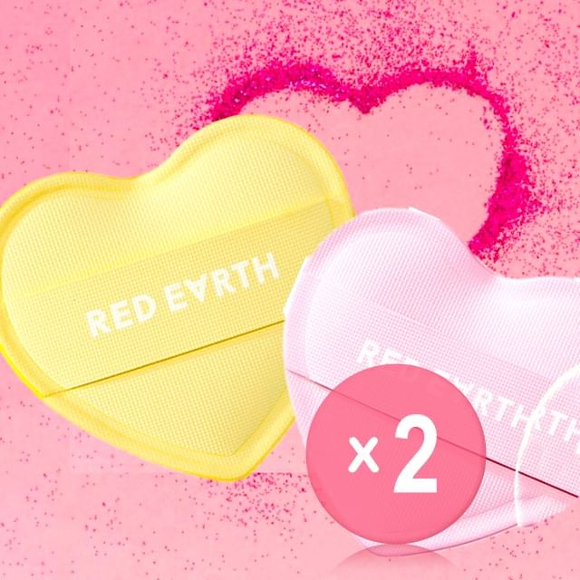 RED EARTH-Heart Blush Powder Puff Set 2pcs Bundle Set