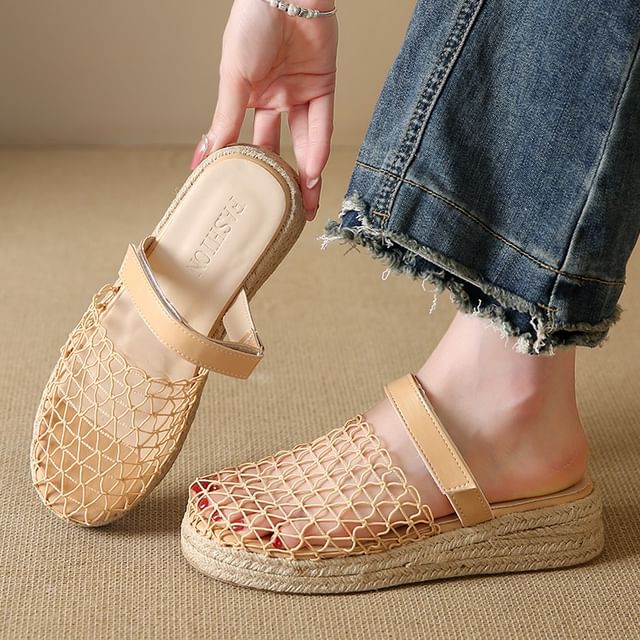 Red Wolf-Espadrille Platform Mesh Sandals