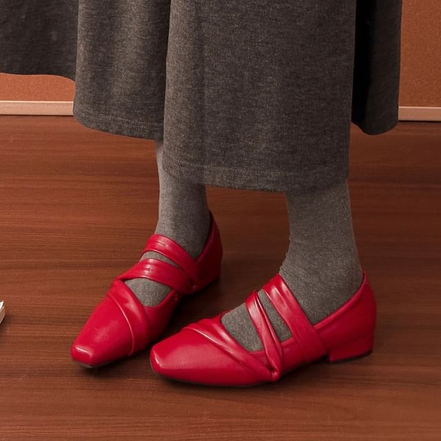 Red Wolf-Low Heel Double Strap Mary Jane Pumps