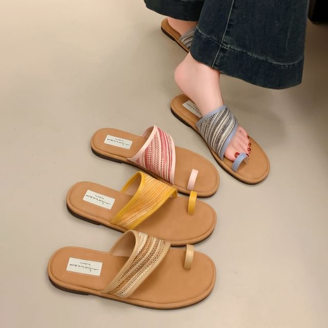Red Wolf-Melange Loop Toe Slide Sandals