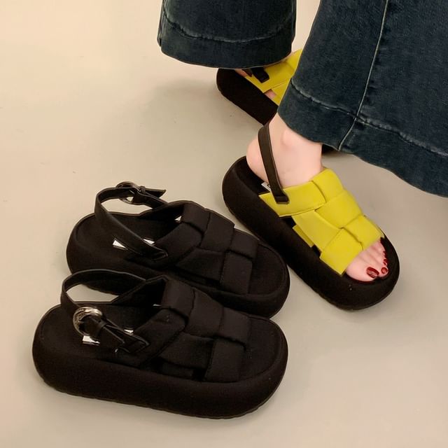 Red Wolf-Platform Woven Strap Sandals