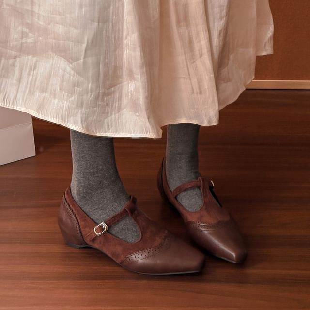 Red Wolf-Pointy T-Strap Mary Jane Shoes