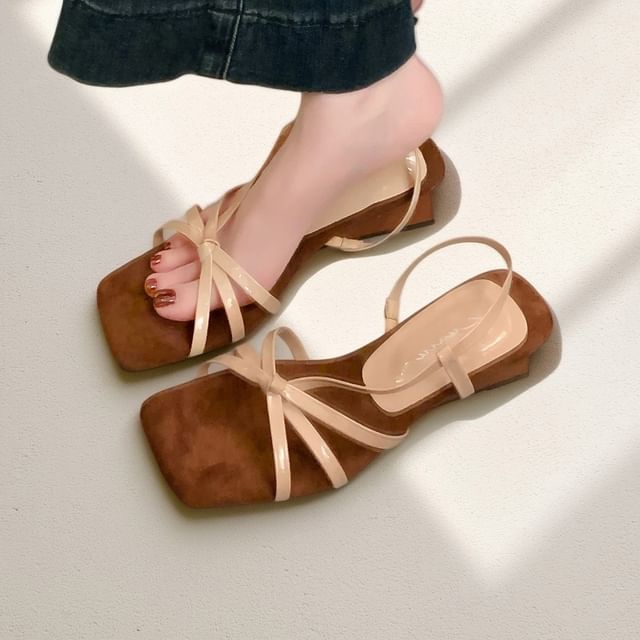 Red Wolf-Slingback Enamel Strap Wedge Sandals