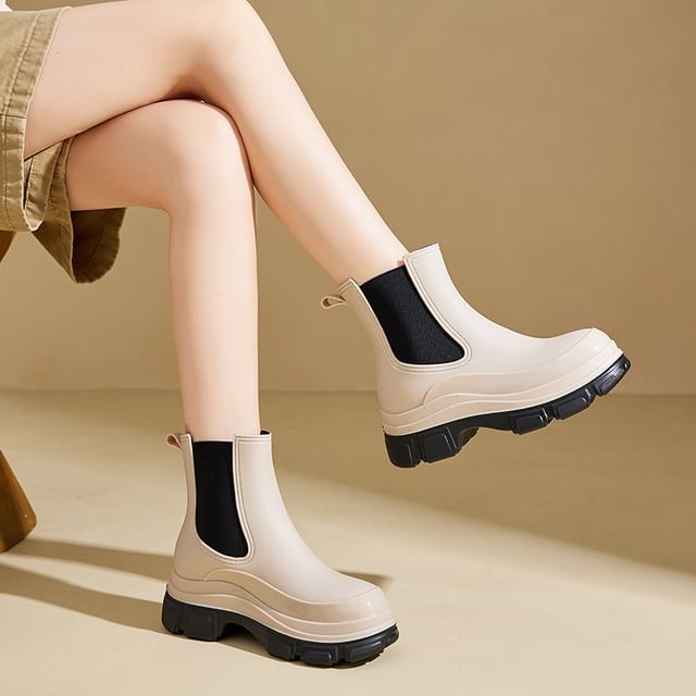 Red Wolf-Two Tone Chelsea Rain Boots