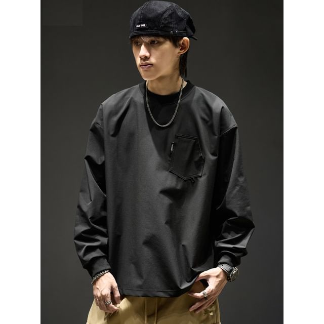Redsinc-Crew Neck Plain Sweatshirt