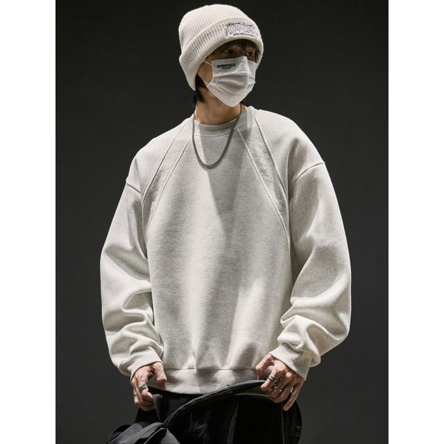 Redsinc-Crew Neck Plain Sweatshirt