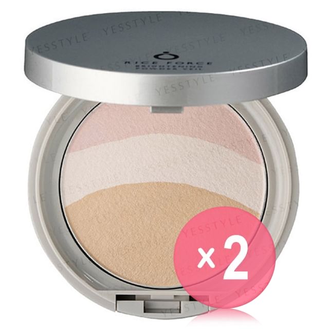 RICE FORCE-Brightening Powder Veil Refill with Case 2pcs Bundle Set