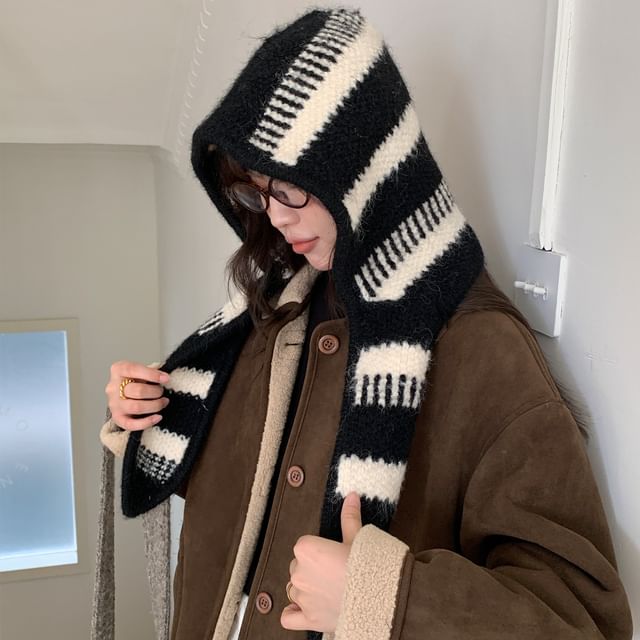 Rita Zita-Hooded Striped Scarf