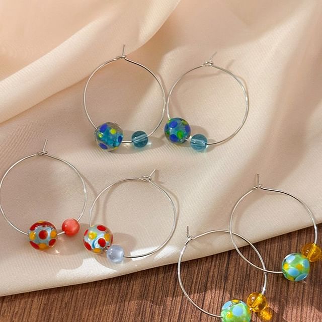 Rodiv-Beaded Hoop Earring