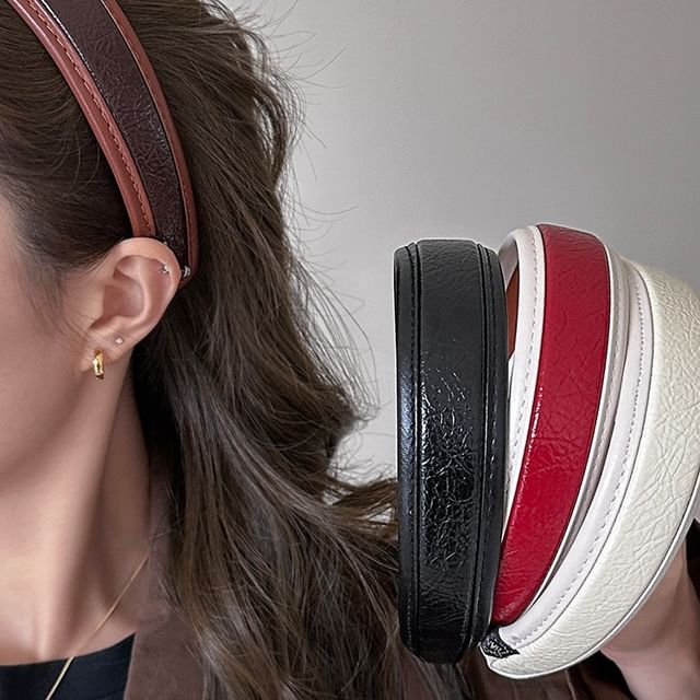 Rodiv-Faux Leather Wide Headband